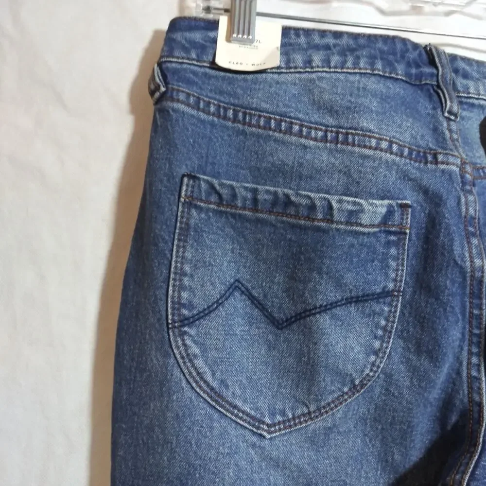 Cleo + Wolf Women's High Rise Straight Dark Wash Button Fly Denim Jean Size 28 - Picture 8 of 13